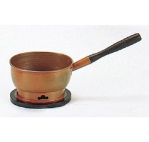画像1: 【茶道具】　台付十能　小判型　銅製　　* (1)