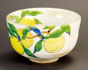 画像1: 【茶道具】茶碗　粉引釉　柚子　ゆず (1)