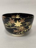 茶道具】 仁清写 金彩 青楓 茶碗 *富永*冨永玄山* 青楓