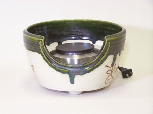 画像1: 【茶道具】　織部焼　紅鉢　（A・簡易電熱器付　B・紅鉢のみ）　  (1)