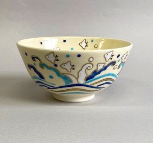 画像1: 【茶道具】仁清写　波千鳥　茶碗　　　　　　　　*波*千鳥 (1)