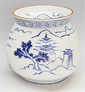 画像1: 【数量限定】古染付写　楼閣山水図　芋頭水指　　　　　*手塚祥堂*　　 (1)