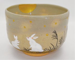 画像1: 【お取り寄せ】乾山写　月にうさぎ図　茶碗　　　　　*山岡善昇 (1)