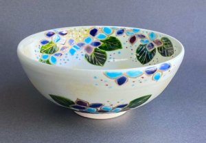画像1: 【茶道具】仁清写　紫陽花図　茶碗　　　　　*八木海峰*　　 (1)