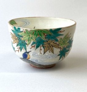 画像1: 【茶道具】茶碗　粉引釉　カワセミ　青楓流水　*翡翠*　*かわせみ*　*川蝉* (1)