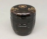 茶道具】 中棗 黒無地 切合口 桐箱入 *高崎秋峰* *茶器*茶入*