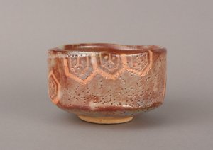 茶道具】 茶碗 鼠志野 「峯紅葉」写 *穴窯焼成* *加藤健*