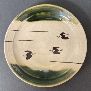 画像2: 青織部　梅に千鳥紋　カップ&ソーサー (2)