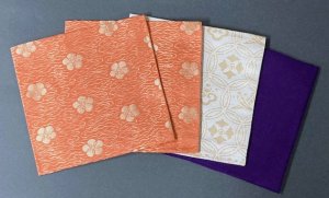 画像1: 【茶道具】御所籠用　古帛紗　揃　　（織部緞子）　　　*茶籠・御所篭　用*茶篭 (1)