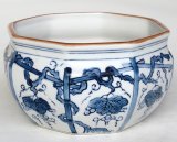Ｎ７１　皆具　『清宝造』『染付金蘭手山水文』『水指　建水　蓋置　杓立』　共箱 茶道具 紅毛 オランダ 皆具 横田鳳山 共箱 水指 尺立 建水 蓋置