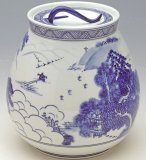 通販販売【茶道具】 水指 染付 近江八景 芋頭 *石崎英治* 茶道道具