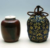 R894 香合 『小川武雄造』『染付草花文』『丸香合』 共箱