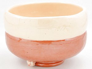 画像1: 【茶道具】　茶碗　赤楽　鏡餅　　*大野桂山*　　干支・鼠・子 (1)