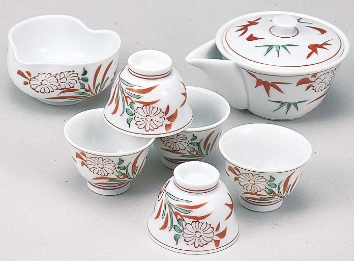 虫明焼 絵宝瓶 合箱 煎茶碗2個付き 煎茶道具 煎茶器 食器 工芸品 絵付