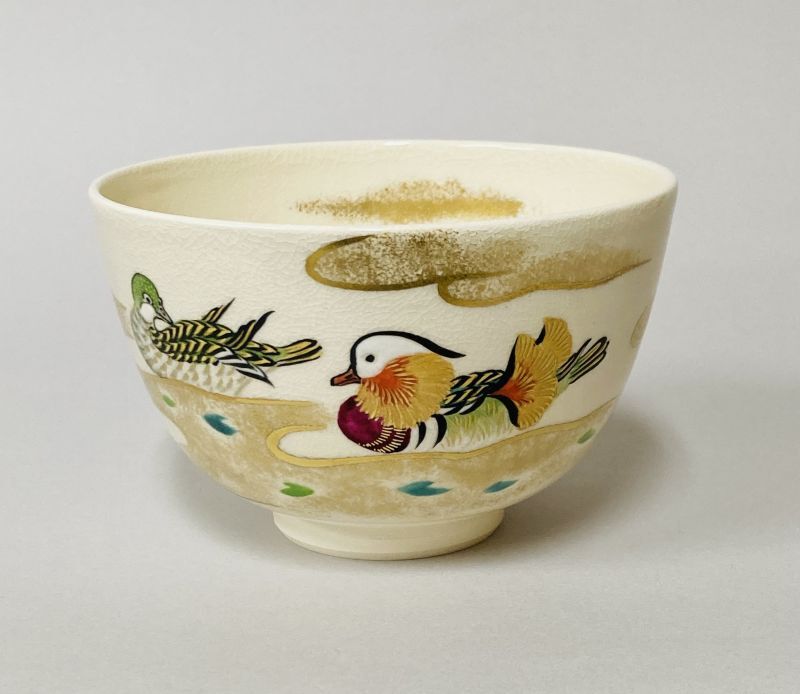 茶道具 抹茶茶碗 仁清写 笹絵 平茶碗 隆山 作 茶道 18-6610 - 工芸品