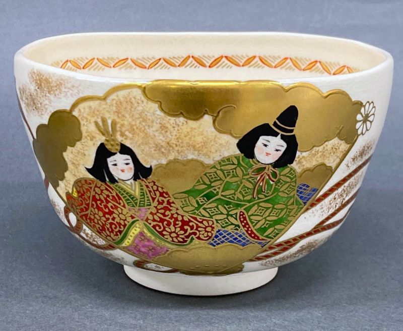 475568 河村蜻山 作 色絵梅花 茶碗（共箱）茶道具・陶芸家 - 工芸品