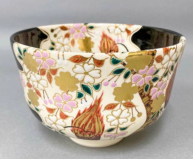 ○【茶道具 / 茶碗】 黒仁清 聖夜の森 加藤永山作【クリスマス
