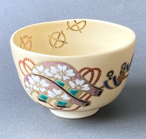 予約】色絵 鞍に鐙図 茶碗 *鈴木一点*