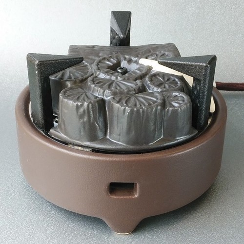 国際ブランド 茶道具 遠赤外線 炭型 電熱器 電気 炭 両用 陶製 紅鉢