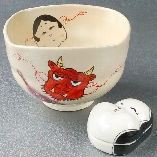 ぶりぶり香合 香合 松竹梅 鶴 仁清写 陶器 茶道具 茶道 桃岡堂 木箱 ...